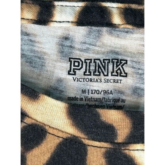 Victoria's Secret PINK Medium M‎ Leopard Print Top Tee Shirt Black White Brown - Picture 3 of 4